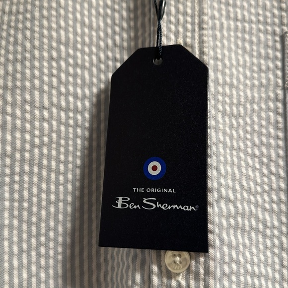 Ben Sherman Shirt Mens Blue Fog Button Down Stretch Medium M NEW NWT - Picture 2 of 5